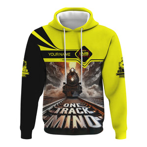 Railspirit Personalized Iowa Interstate Railroad Hoodie One Track Mind IAIS Train Printed ZIp Up Hoodie