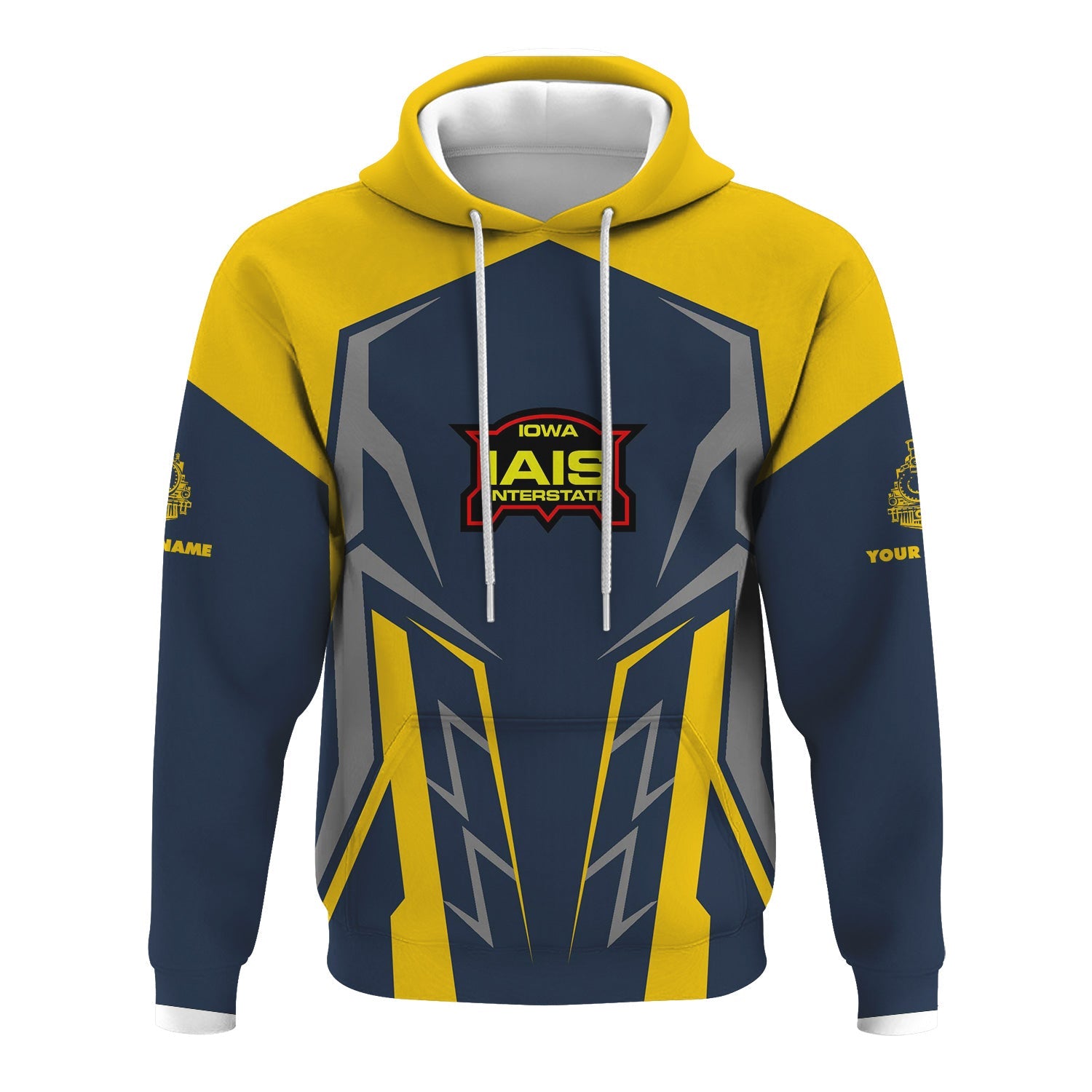 Railspirit Personalized Iowa Interstate Railroad Hoodie Futuristic Design with Custom Job IAIS Train Zip Up Hoodie