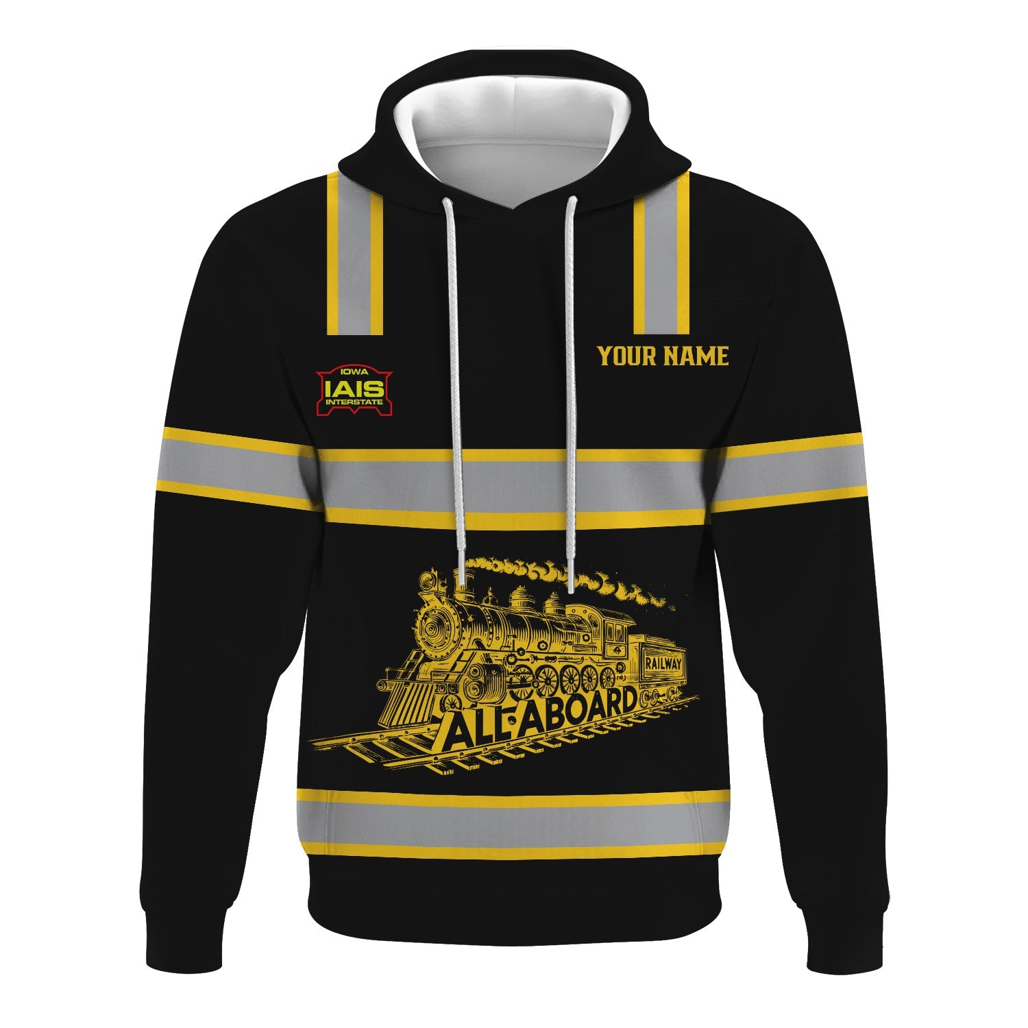 Railspirit Custom Name Iowa Interstate Railroad Hoodie Eat Train Sleep Repeat IAIS Printed Train Zip Hoodie