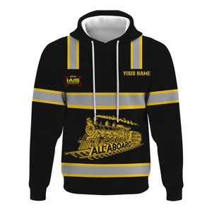 Railspirit Custom Name Iowa Interstate Railroad Hoodie Eat Train Sleep Repeat IAIS Printed Train Zip Hoodie