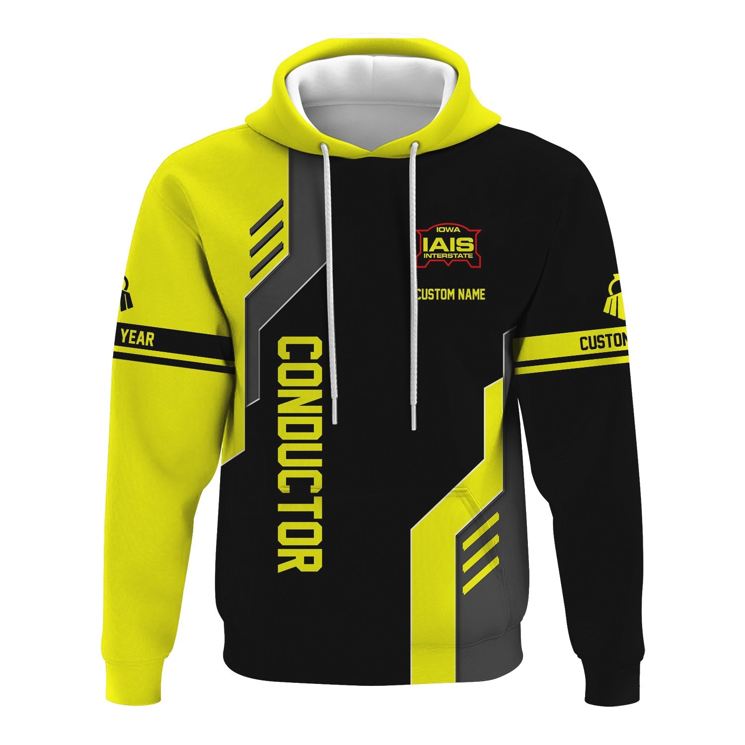 Railspirit Personalized Iowa Interstate Railroad Hoodie Unique Railway Style with Custom Job IAIS Train Zip Up Hoodie