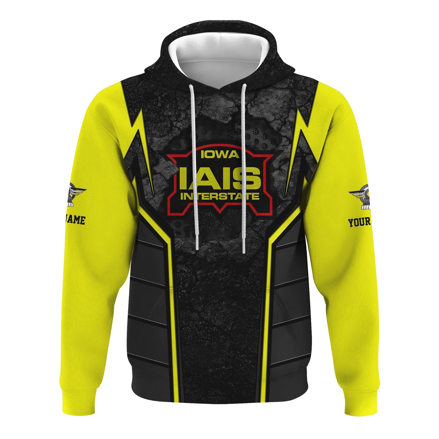Railspirit Personalized Iowa Interstate Railroad Hoodie Cracked Metal Design IAIS Train Zip Up Hoodie for Rail Enthusiasts