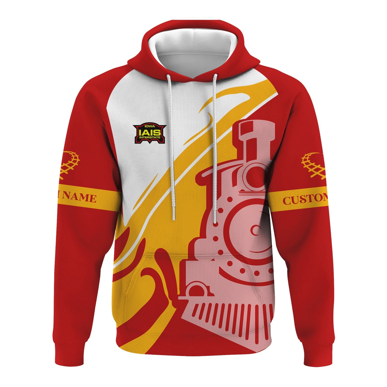 Railspirit Personalized Iowa Interstate Railroad Hoodie Flame-Inspired Style IAIS Zip Up Hoodie Gift Idea For Train Lovers