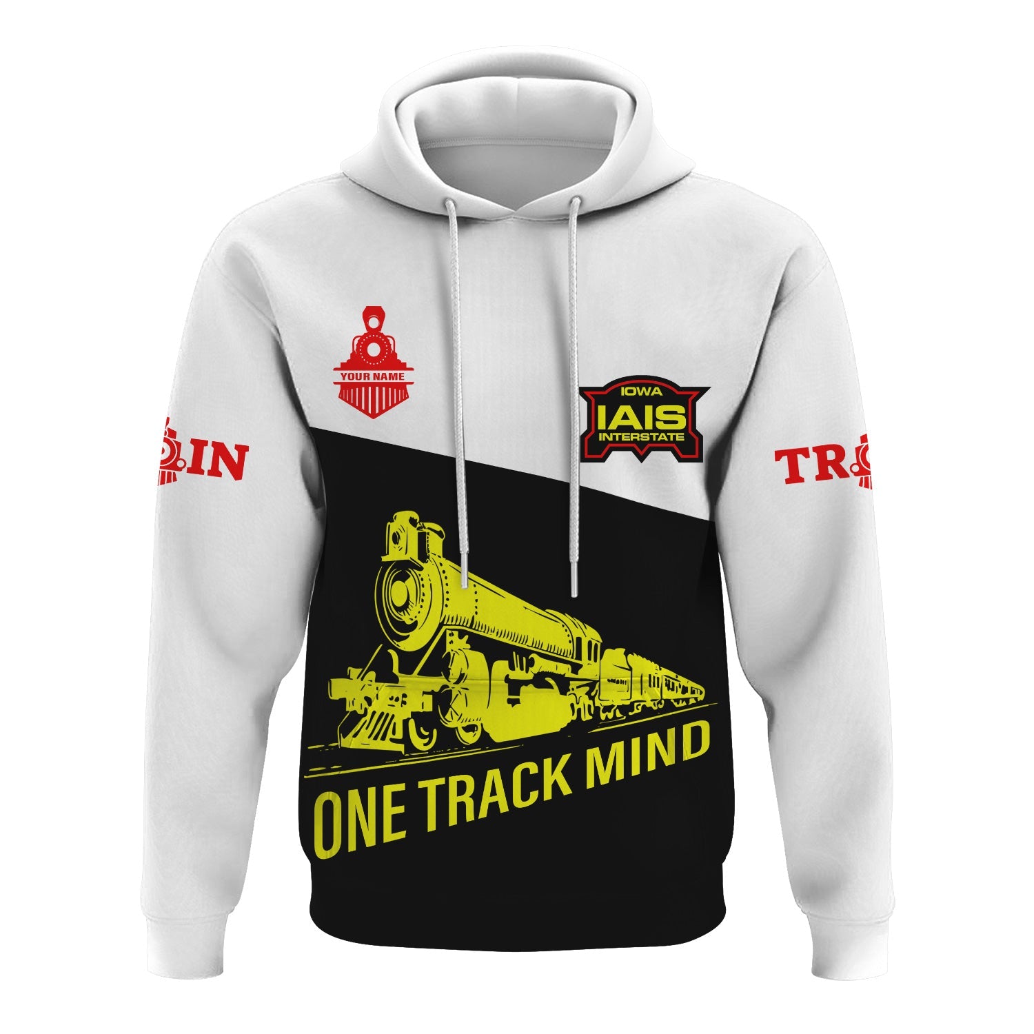 Railspirit Custom Name Iowa Interstate Railroad Hoodie One Track Mind IAIS Printed Zip Hoodie