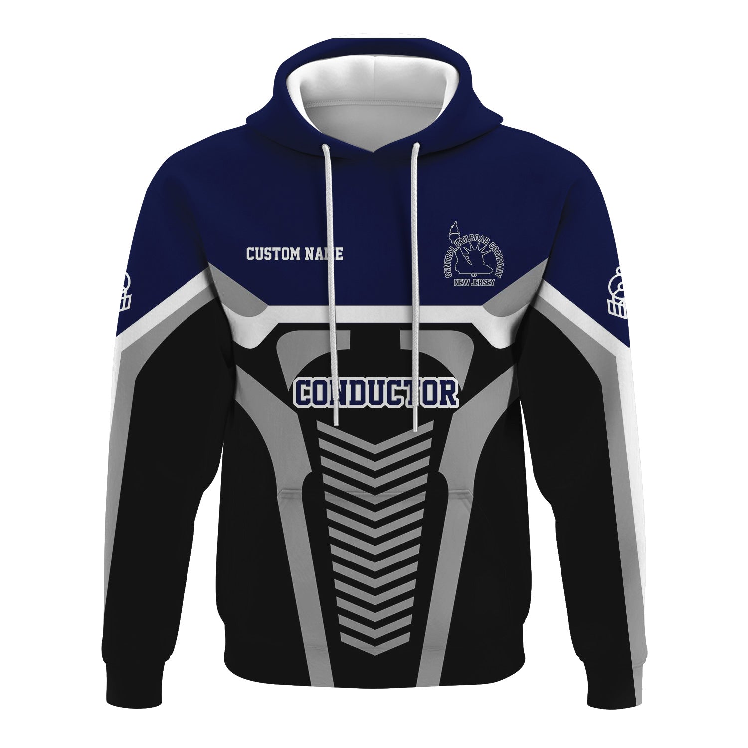 Railspirit Personalized Jersey Central Railroad Hoodie Track-Inspired with Custom Job Position CNJ Train Zip Up Hoodie