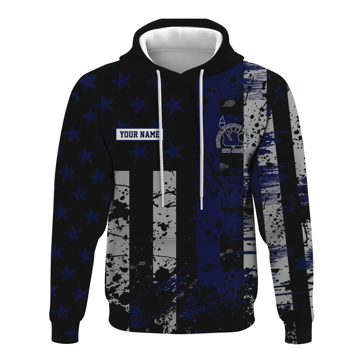 Railspirit Personalized Jersey Central Railroad Hoodie Artistic Paint American Flag Style CNJ Train Zip Up Hoodie