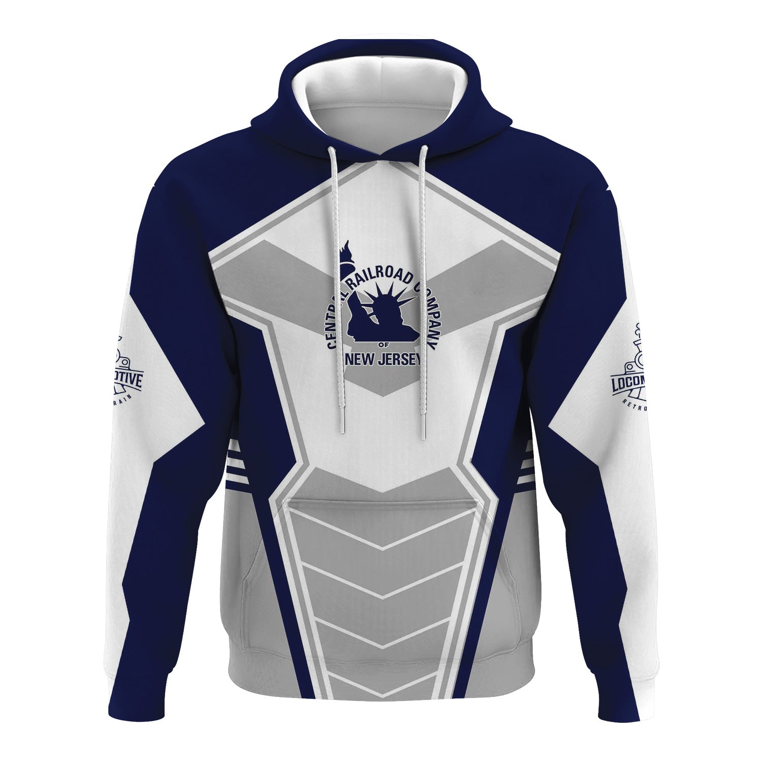 Railspirit Personalized Jersey Central Railroad Hoodie Engine-Inspired Style CNJ Train Zip Up Hoodie for Railroad Fanatic