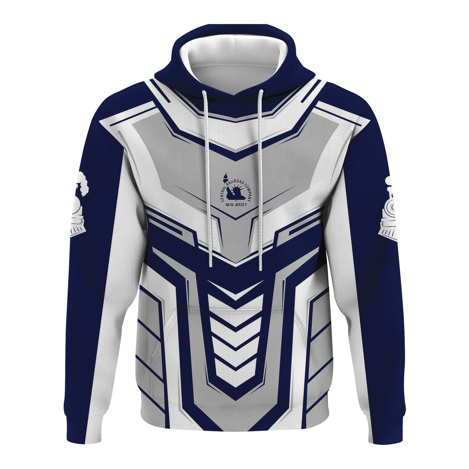 Railspirit Personalized Jersey Central Railroad Hoodie Armor-Inspired Design CNJ Train Zip Up Hoodie All Over Print