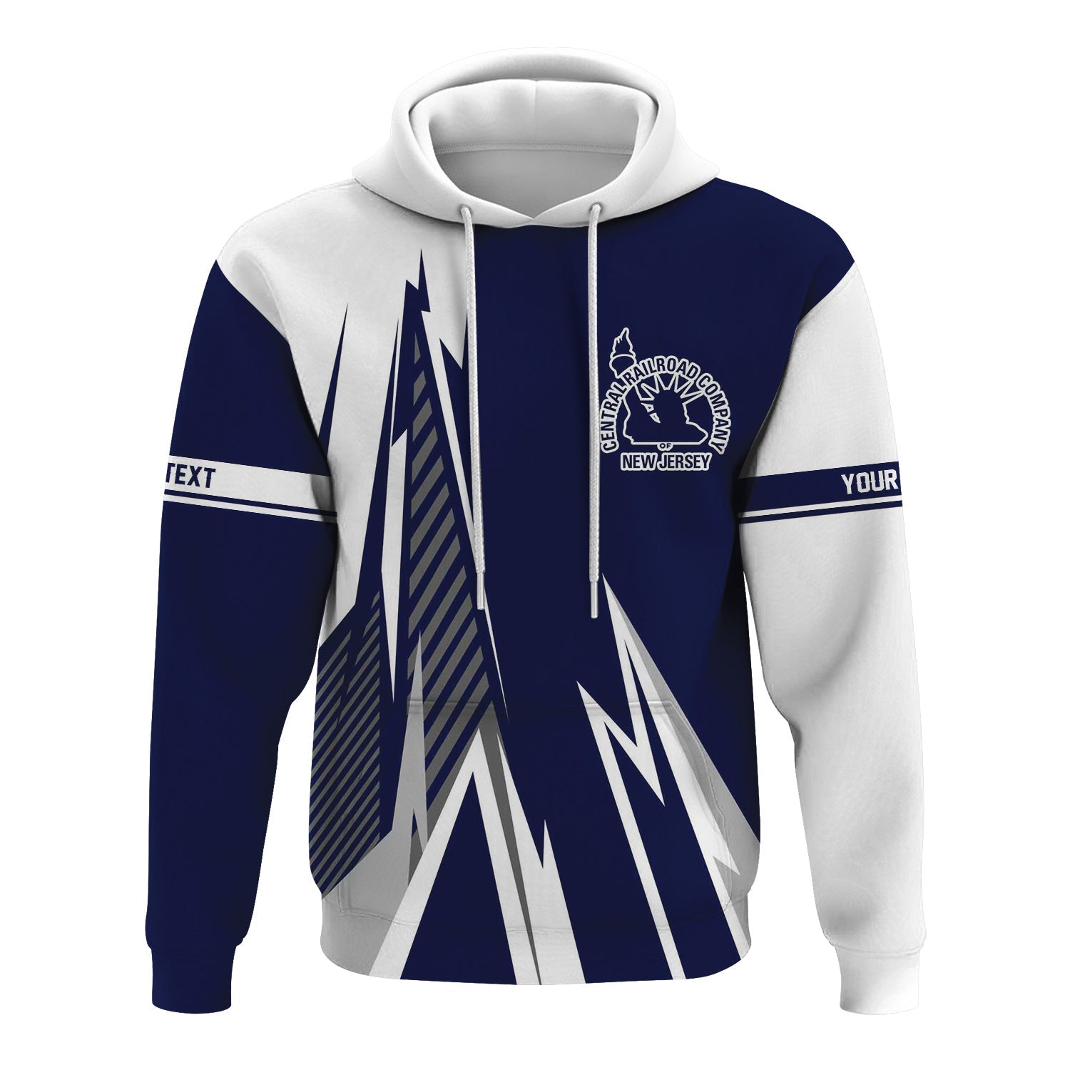 Railspirit Personalized Jersey Central Railroad Hoodie Lightning-Inspired Railway Style CNJ Zip Up Hoodie For Train Lovers
