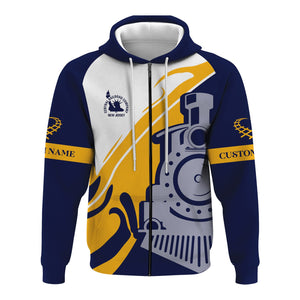 Railspirit Personalized CNJ Jersey Central Railroad Hoodie Flame-Inspired Style Zip Up Hoodie Gift Idea For Train Lovers