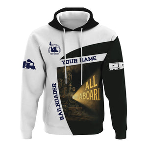 Railspirit Personalized CNJ Jersey Central Railroad Hoodie All Aboard Steam Train Movie Projector Style Zip Up Hoodie