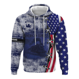 Railspirit Personalized Jersey Central Railroad Hoodie Retro American Express Train With USA Flag CNJ Zip Up Hoodie