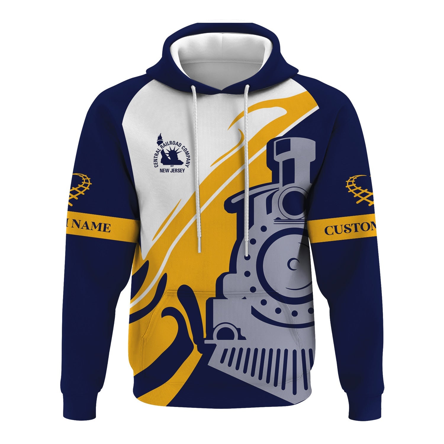 Railspirit Personalized CNJ Jersey Central Railroad Hoodie Flame-Inspired Style Zip Up Hoodie Gift Idea For Train Lovers