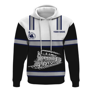 Railspirit Custom Name CNJ Jersey Central Railroad Hoodie Eat Train Sleep Repeat Printed Train Zip Hoodie