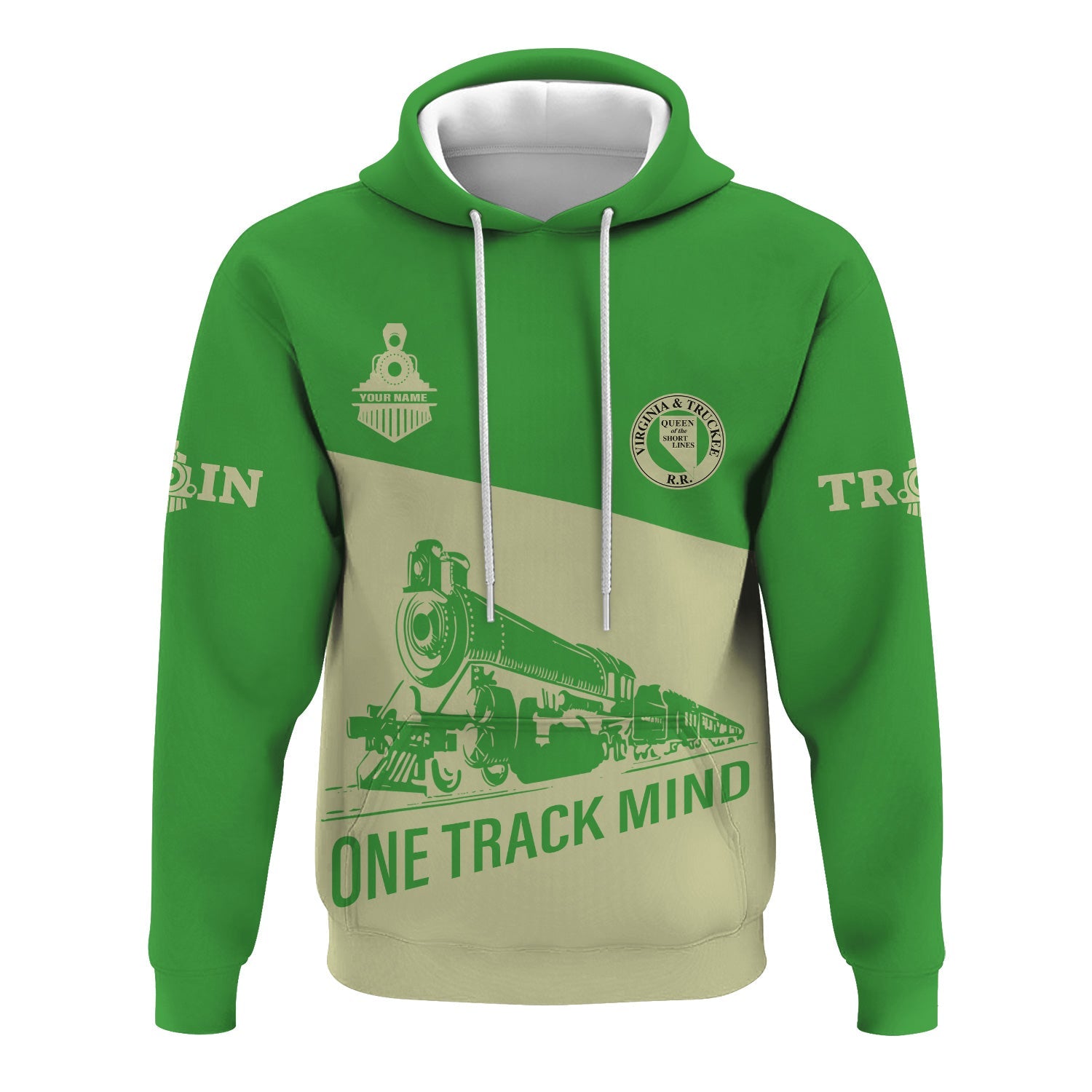 Railspirit Custom Name Virginia & Truckee Railroad Hoodie One Track Mind Printed Zip Hoodie