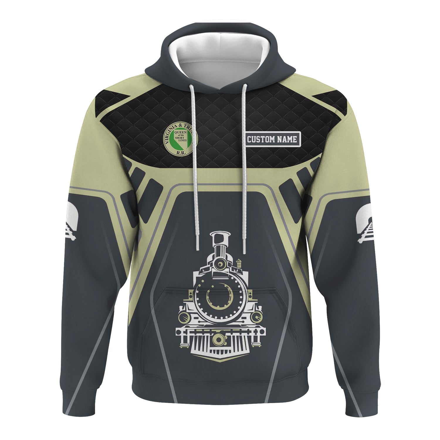 Railspirit Personalized Virginia & Truckee Railroad Hoodie Steam Locomotive Engine Graphic Train Zip Up Hoodie All Over Print