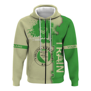 Railspirit Personalized Virginia & Truckee Railroad Hoodie Engine Heartbeat and Track Love Style Zip Up Hoodie Gift Idea For Train Lovers