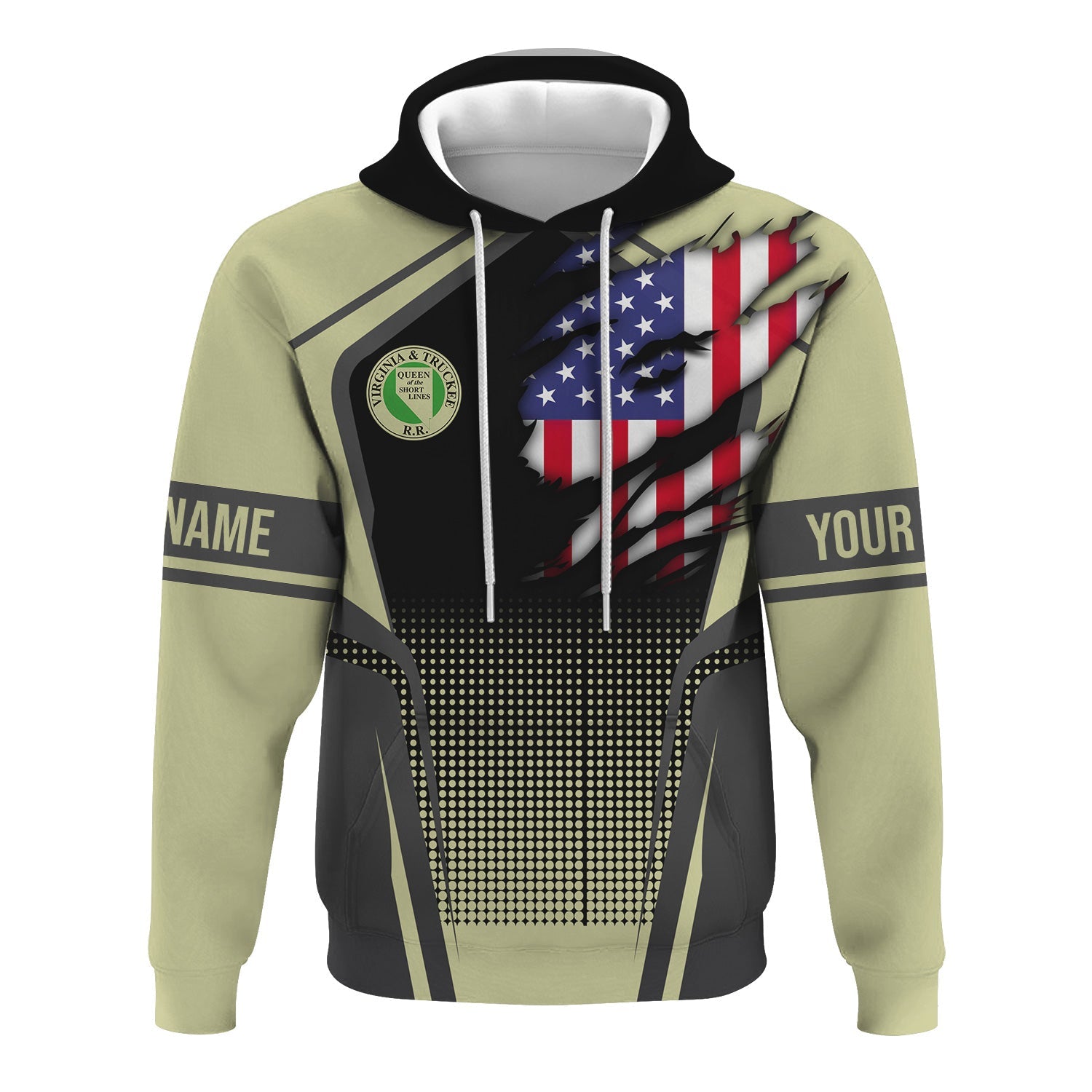 Railspirit Personalized Virginia & Truckee Railroad Hoodie American Eagle Vintage Train Zip Up Hoodie