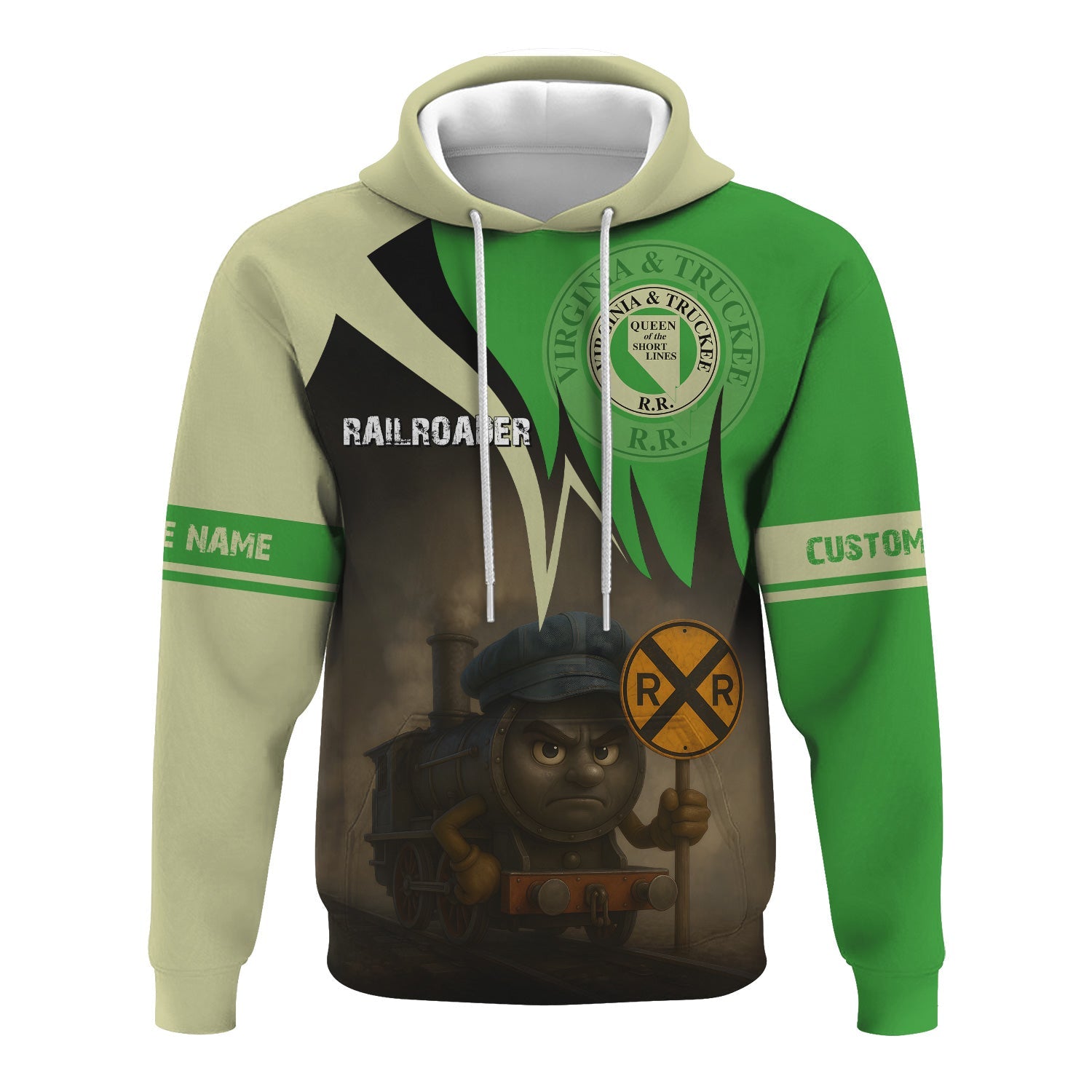 Railspirit Personalized Virginia & Truckee Railroad Hoodie Angry Train Hoodie Gift Idea For Train Lover