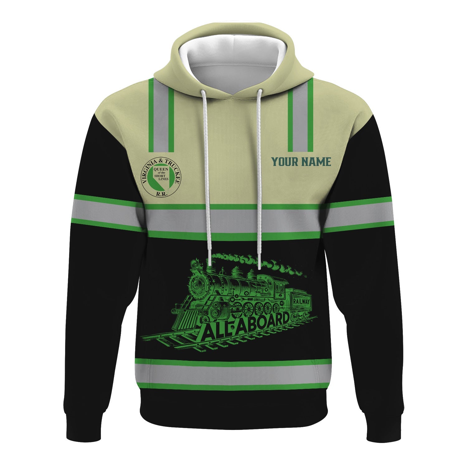 Railspirit Custom Name Virginia & Truckee Railroad Hoodie Eat Train Sleep Repeat Printed Train Zip Hoodie