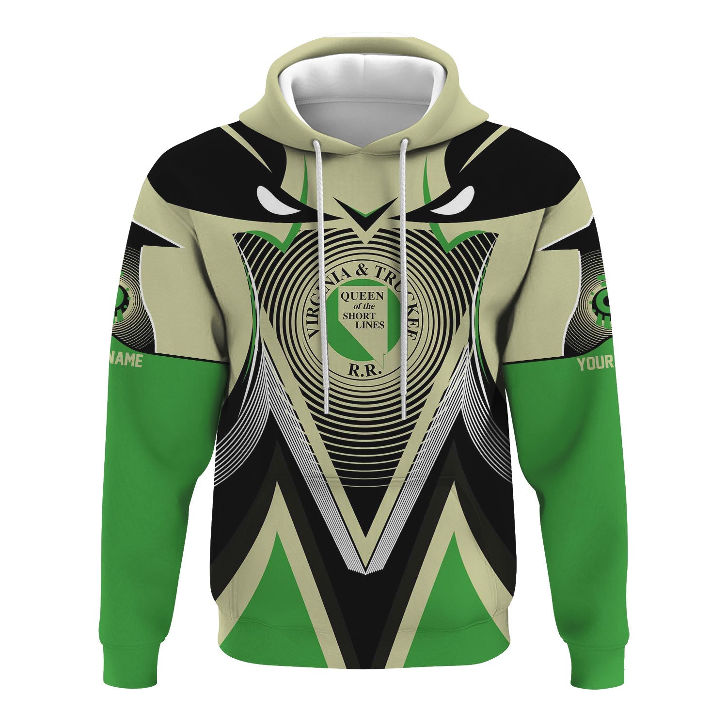 Railspirit Personalized Virginia & Truckee Railroad Hoodie Vibrant Graphic Pattern Zip Up Hoodie For Train Enthusiasts