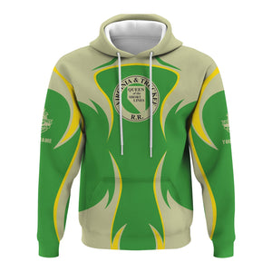 Railspirit Personalized Virginia & Truckee Railroad Hoodie Distinctive Flame Style Zip Up Hoodie For Steam Engine Addict