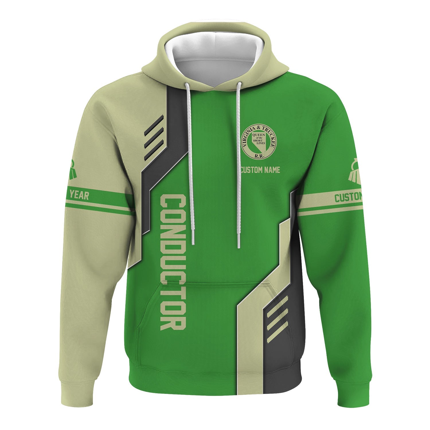 Railspirit Personalized Virginia & Truckee Railroad Hoodie Unique Railway Style with Custom Job Train Zip Up Hoodie