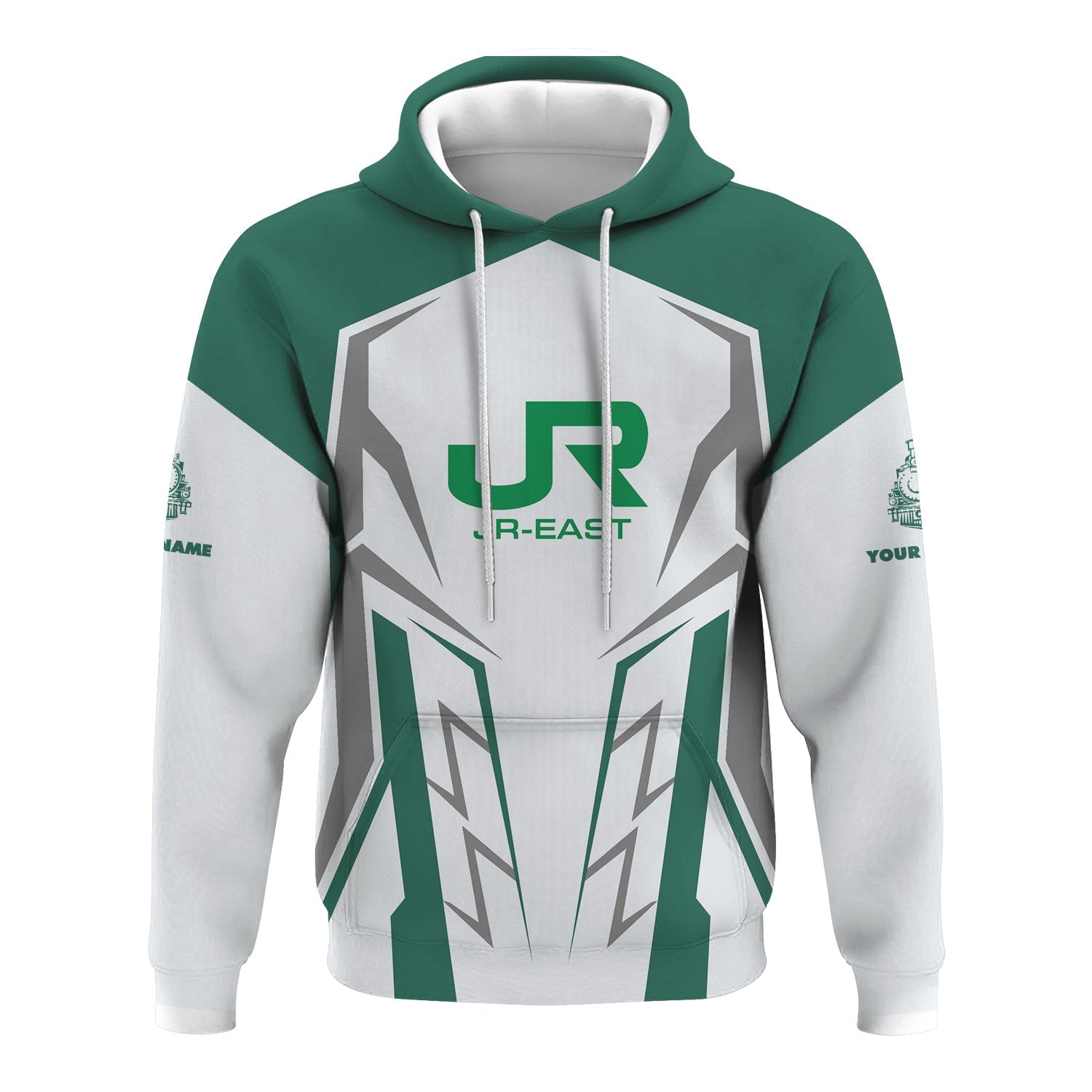 Railspirit Personalized East Japan Railway Hoodie Futuristic Design with Custom Job JR-EAST Train Zip Up Hoodie