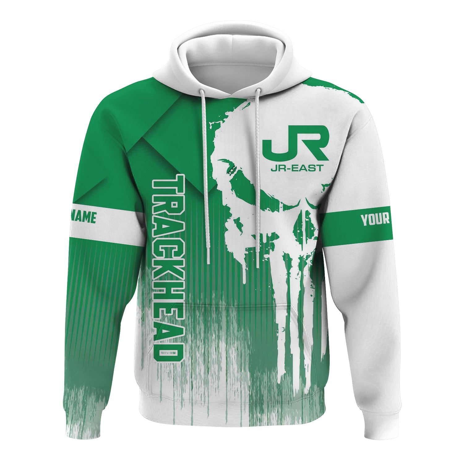 Railspirit Personalized East Japan Railway Hoodie Skull Design with Custom Job JR-EAST Train Zip Up Hoodie for Trackhead Crew