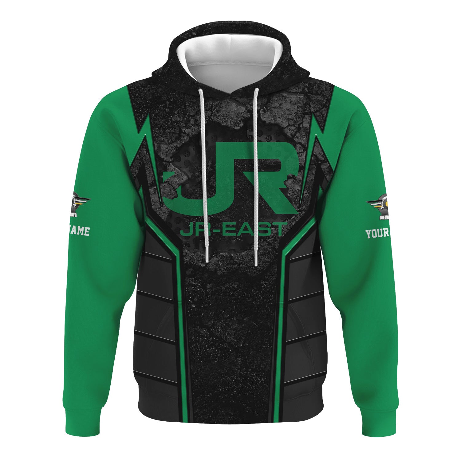 Railspirit Personalized East Japan Railway Hoodie Cracked Metal Design JR-EAST Train Zip Up Hoodie for Rail Enthusiasts