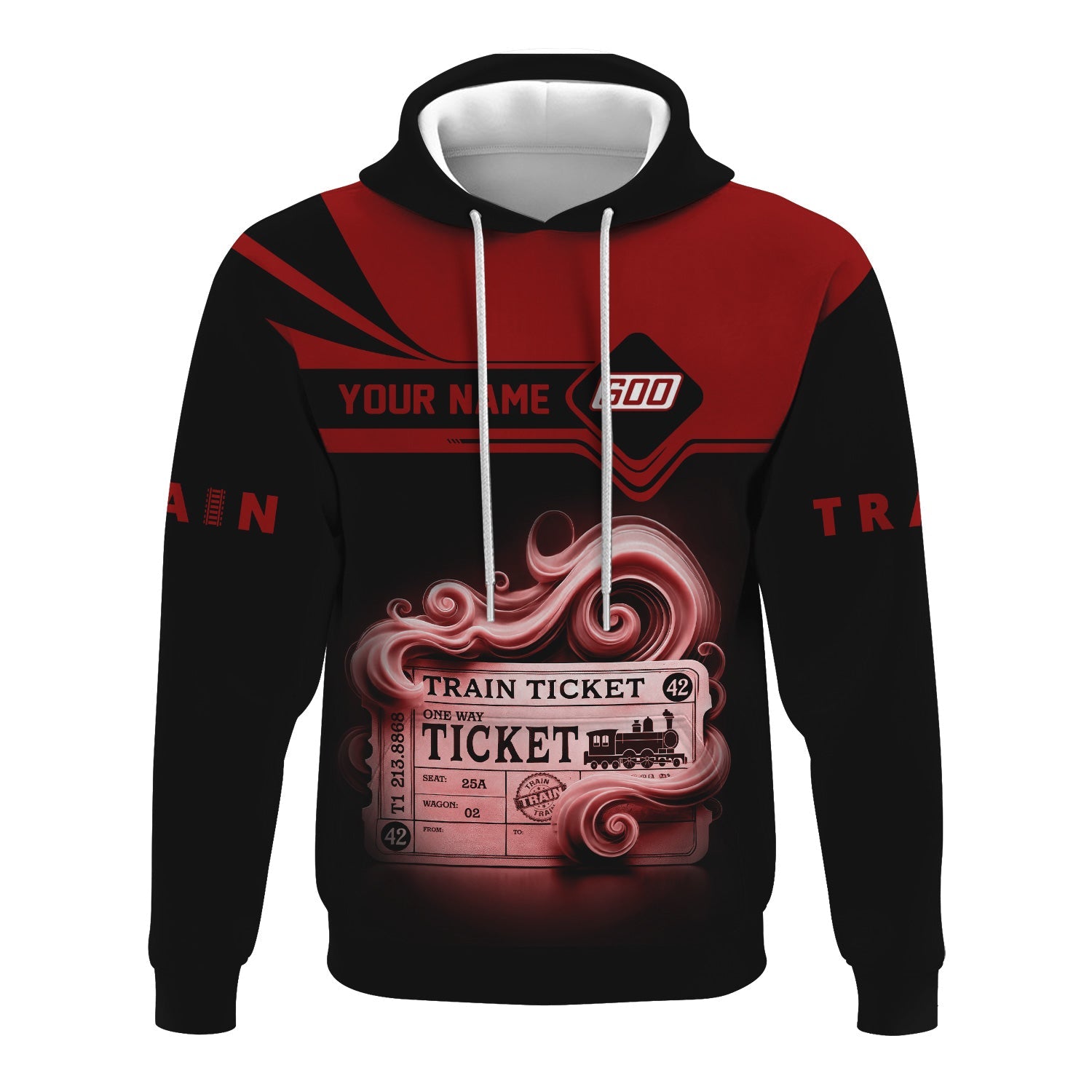Railspirit Custom Name Soo Line Railroad Hoodie American Train Ticket Printed Zip Hoodie
