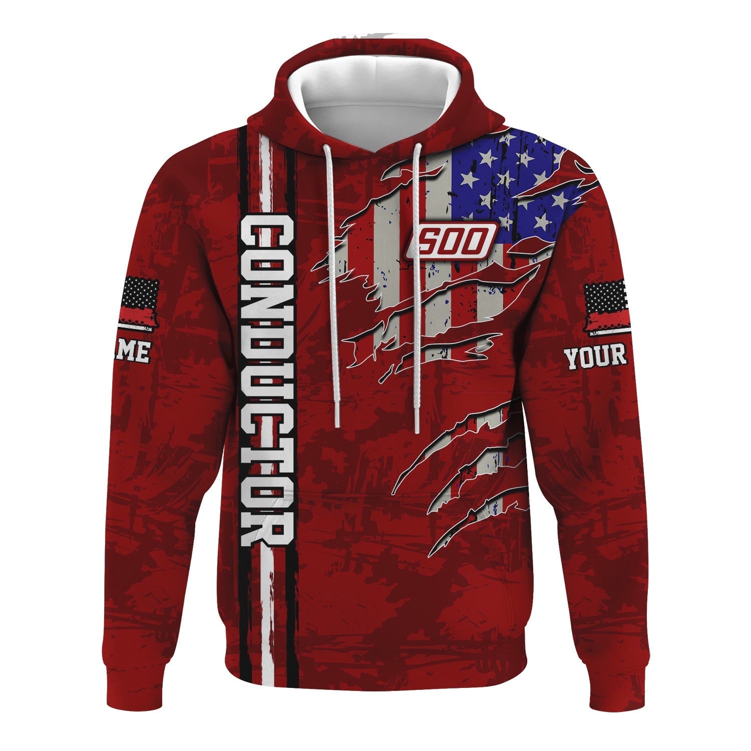 Railspirit Personalized Soo Line Railroad Hoodie USA Flag Claw Art with Custom Job Train Zip Up Hoodie
