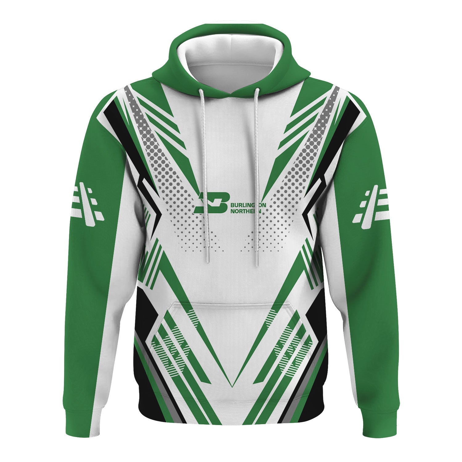 Railspirit Personalized Burlington Northern Railroad Hoodie Railroad Tribute Design Train Zip Up Hoodie for Train Lovers