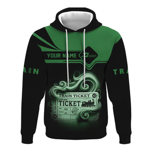 Railspirit Custom Name Burlington Northern Railroad Hoodie American Train Ticket Printed Zip Hoodie