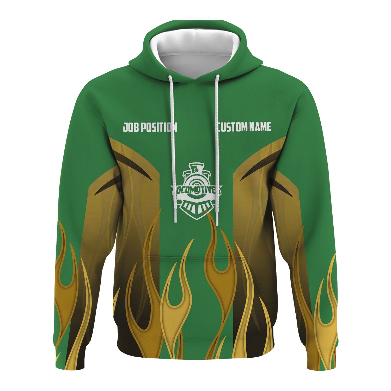 Railspirit Custom Name and Job Title Burlington Northern Railroad Hoodie Flame Graphic Train Zip Up Hoodie