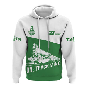 Railspirit Custom Name Burlington Northern Railroad Hoodie One Track Mind Printed Zip Hoodie