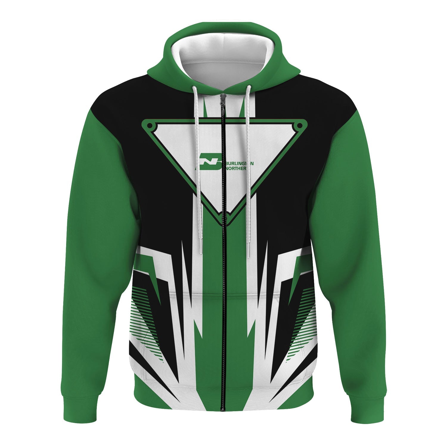 Railspirit Burlington Northern Railroad Hoodie Bold Graphic Style All Over Printed Zip Up Hoodie