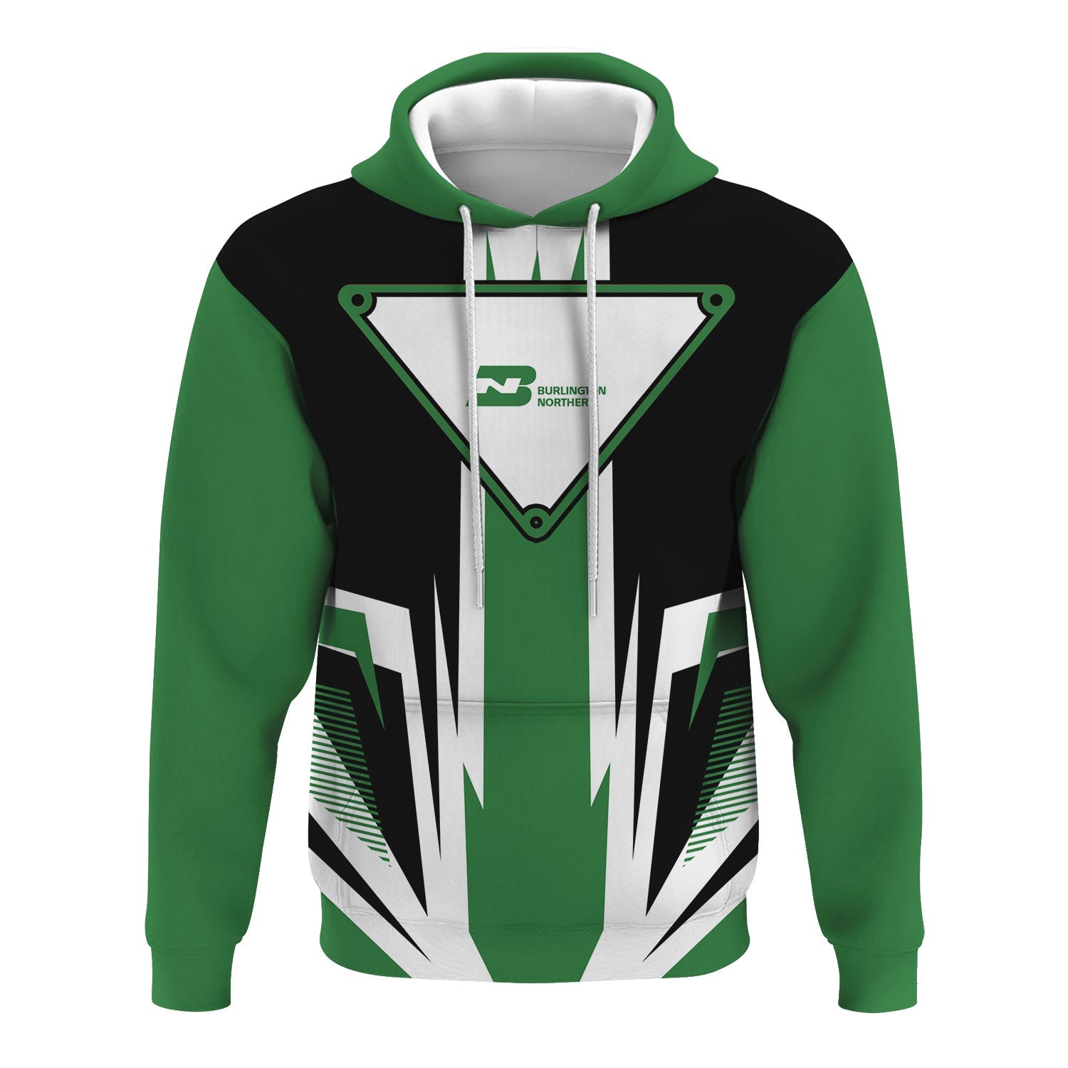 Railspirit Burlington Northern Railroad Hoodie Bold Graphic Style All Over Printed Zip Up Hoodie
