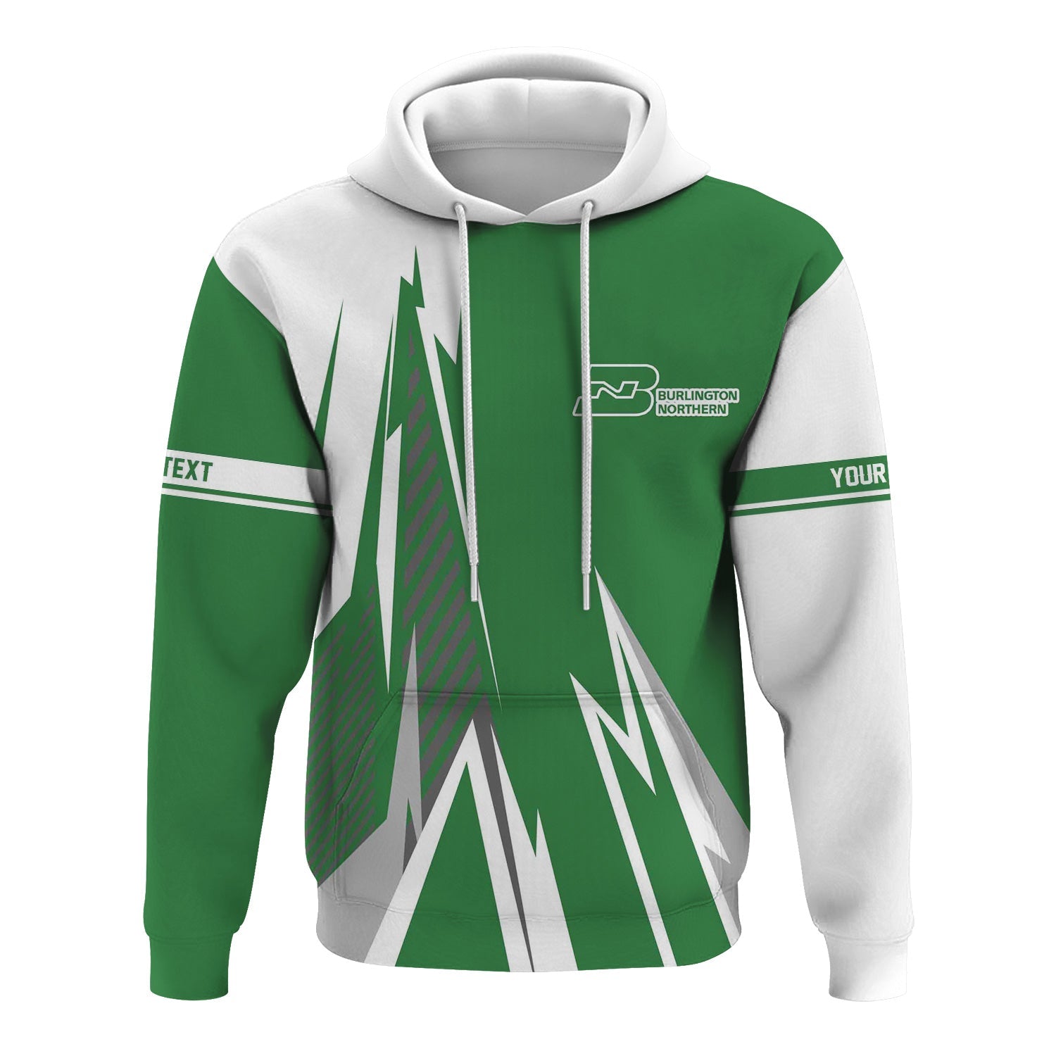 Railspirit Personalized Burlington Northern Railroad Hoodie Lightning-Inspired Railway Style Zip Up Hoodie For Train Lovers
