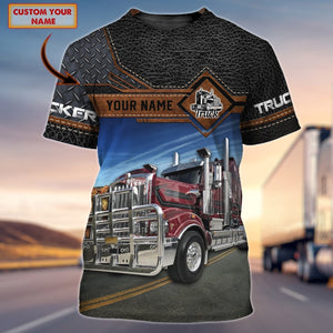 Personalized 3D Truck On Shirt, Leather Pattern Trucker Uniform Shirts, Gifts For Truck Drivers