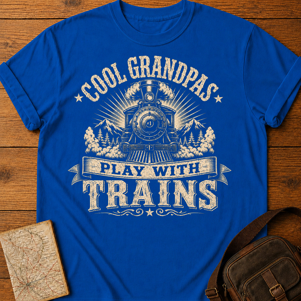 Cool Grandpas Play With Trains T-Shirt