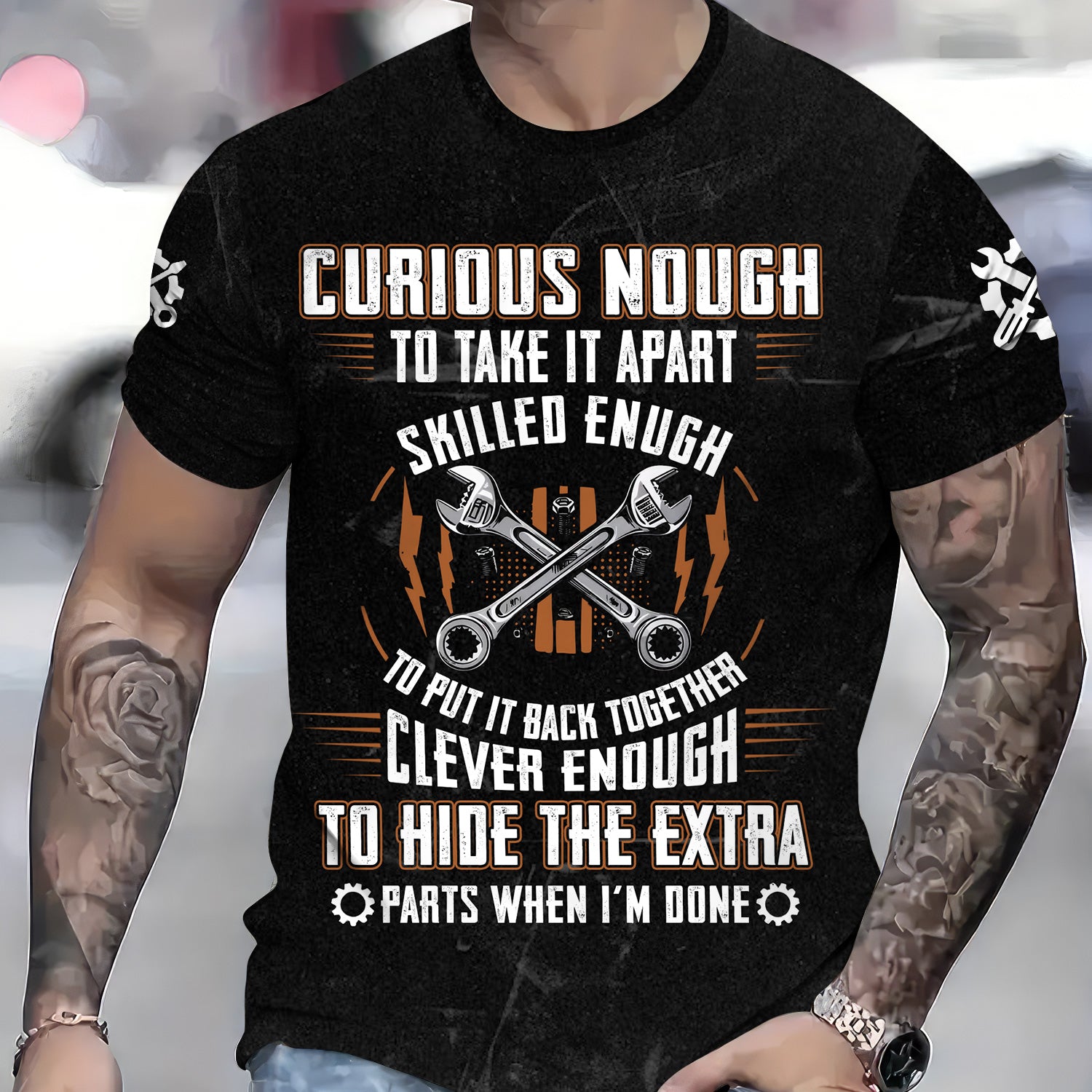 Mechanic Wrench Shirt, Curious Skilled Clever Enough to Hide Extra Parts Shirt, Funny Gift for Men, Mechanic Gift Lover