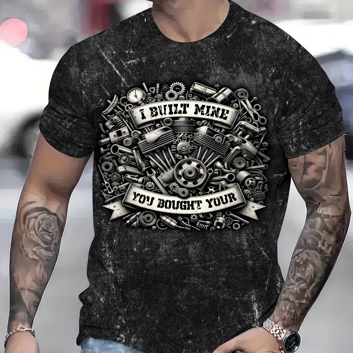 Funny Mechanic Shirt, I Built Mine You Bought Your Shirt, Mechanic Engine Repair Tee for Auto Enthusiast Technician Rider Workwear Gift for Men