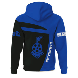 Railspirit Personalized Long Island Railroad Hoodie All Aboard Steam Train Movie Projector Style Zip Up Hoodie