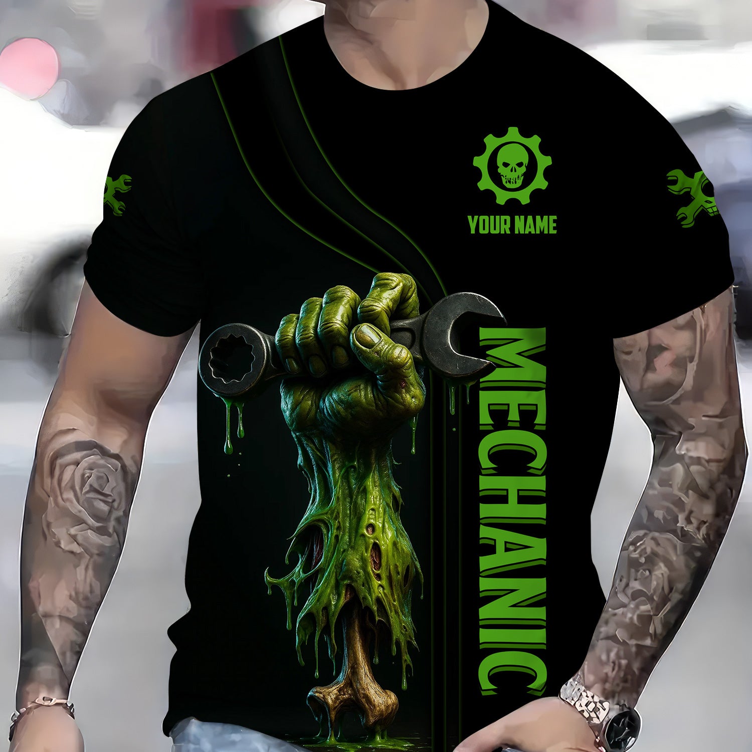 Personalized Mechanic Shirt, I Will Not Quit I'm A Mechanic Till I Die, Zombie and Wrenches Design, Gift For Men