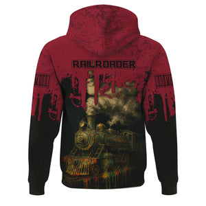 Railspirit Personalized Chicago Great Western Railroad Hoodie Vintage Train Art Style Zip Up Hoodie For Locomotive Fans