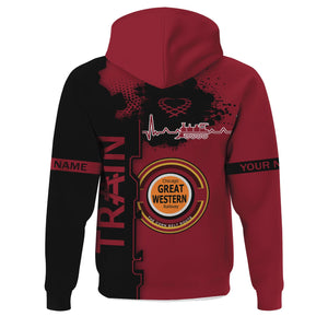 Railspirit Personalized Chicago Great Western Railroad Hoodie Engine Heartbeat and Track Love Style Zip Up Hoodie Gift Idea For Train Lovers