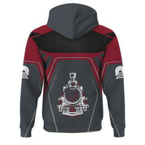 Railspirit Personalized Chicago Great Western Railroad Hoodie Steam Locomotive Engine Graphic Train Zip Up Hoodie All Over Print