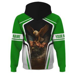 Railspirit Personalized Elgin Joliet And Eastern Railroad Hoodie American Eagle Vintage Train Zip Up Hoodie