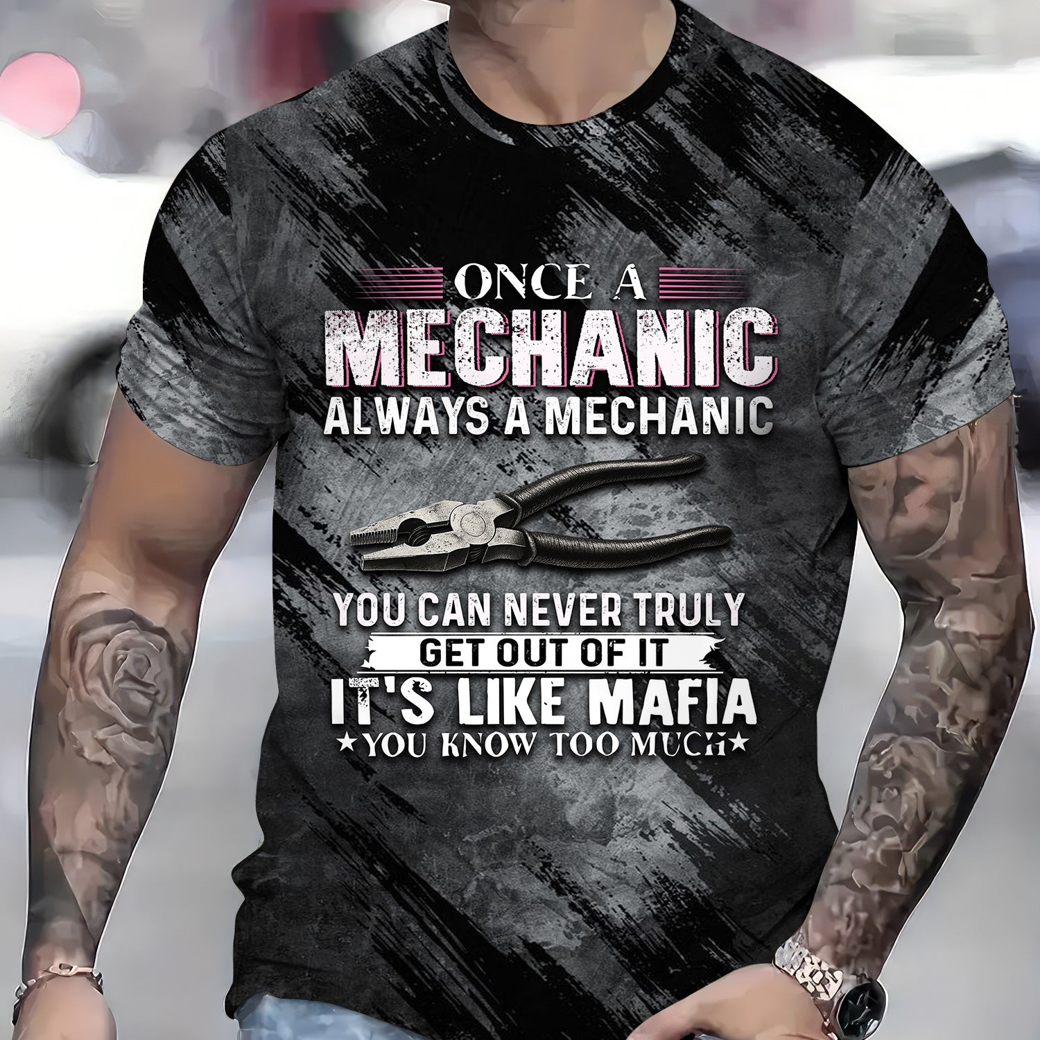 Once A Mechanic Always A Mechanic Shirt Funny Printed Vintage Mechanic Unisex T Shirt Pliers Design